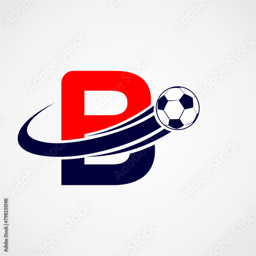 Letter B with soccer ball logo logo design vector illustration