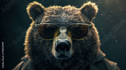 Cool bear with glasses photo