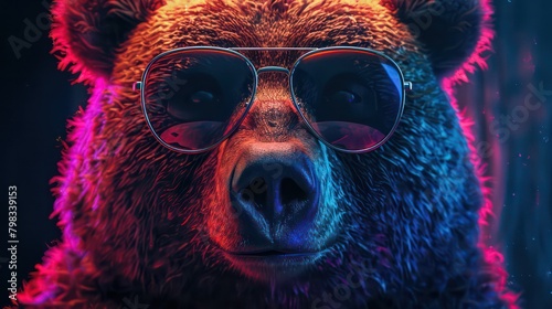 Cool bear with glasses photo