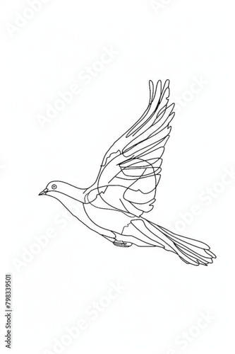  One continuous line drawing of flying dove with two hands. Bird symbol of peace and freedom in simple linear style. Mascot concept for national labor movement icon.