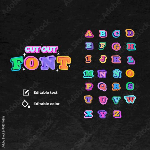 Aesthetic Magazine Cut Out Letters, Vibrant Colors Font | 
Editable Typography A-Z