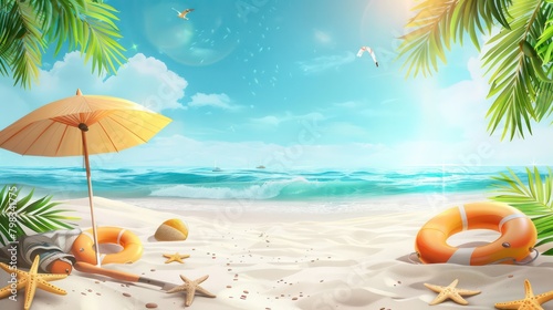 Summer vacation concept, travel background with copy space