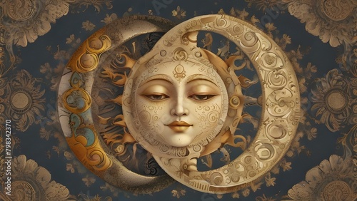 Sun and Moon esoteric vintage style