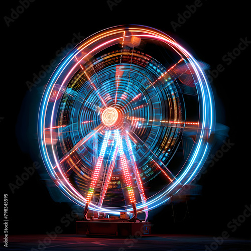 a colorful ferris wheel is lit up at night