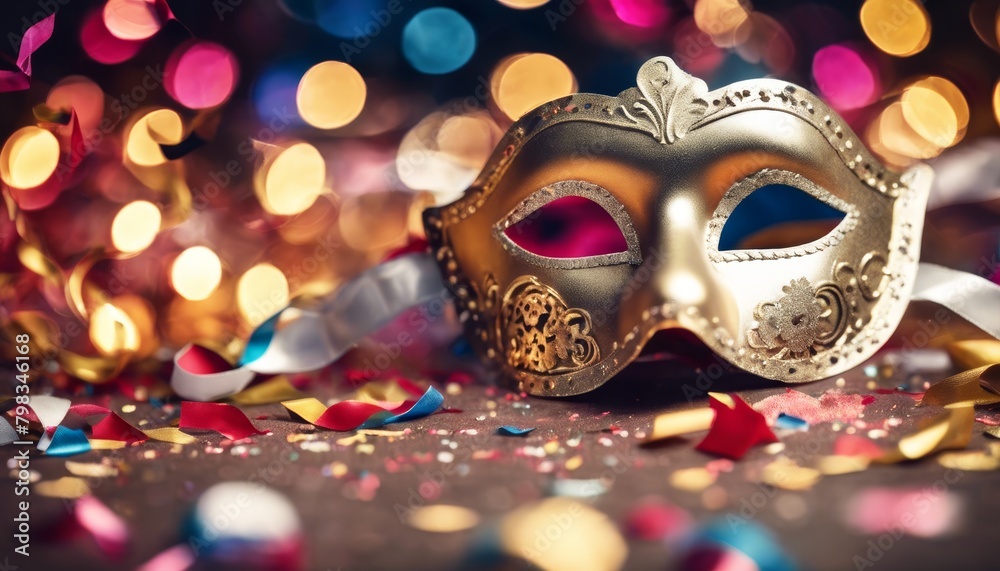 'background; Holiday confetti carnival mask elegant celebrate celebration black closeup concept day december decoration festive festivity new night party red seas'