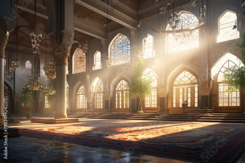 Mosque interior architecture building worship.