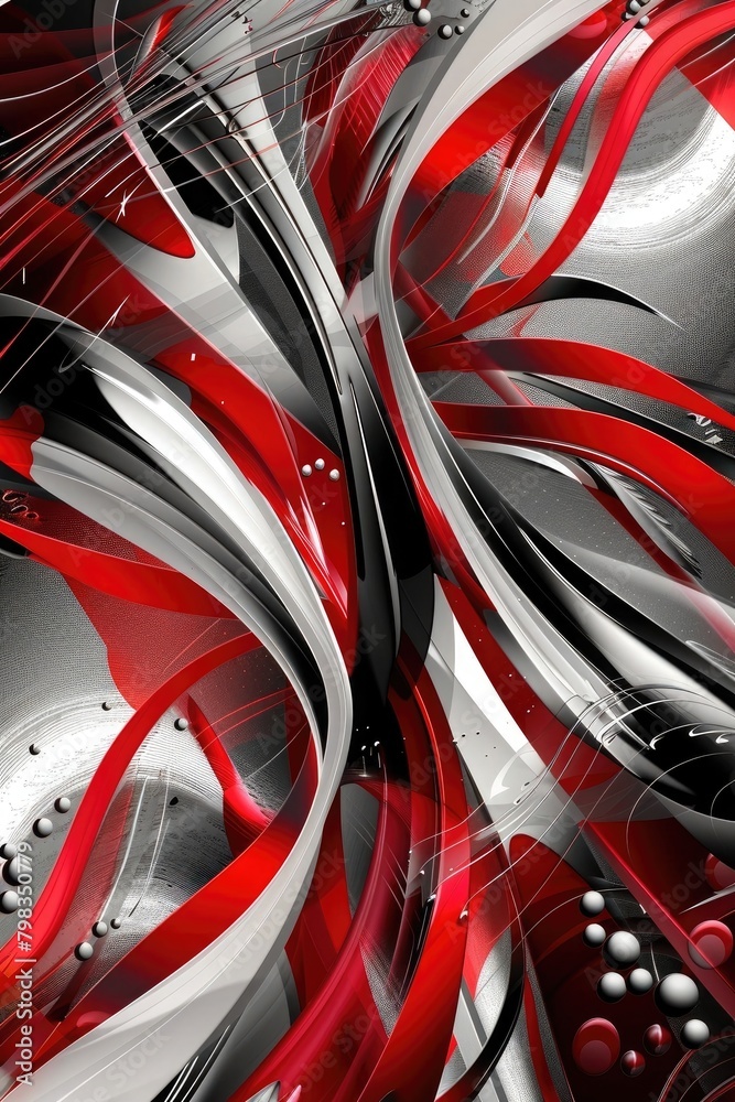 Design a business-focused vector background with abstract red and silver elements, thoughtfully integrating space for copy and stock illustrations.