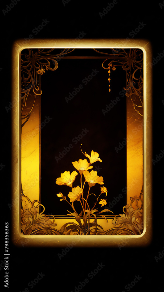 金の花の肖像　AI画像　ジェネレーティブAI - obrazy, fototapety, plakaty 