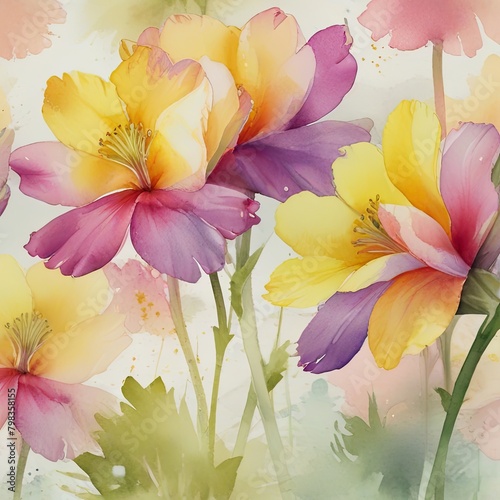 AbstrACt watercolor Evening Primrose flower wallpaper background