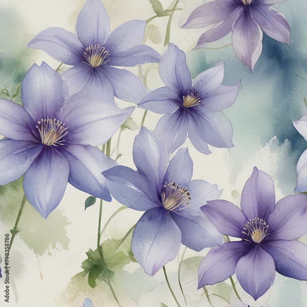 AbstrACt watercolor Clematis flower wallpaper background