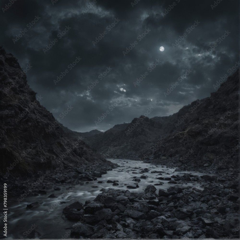 Obraz premium mountain river at night