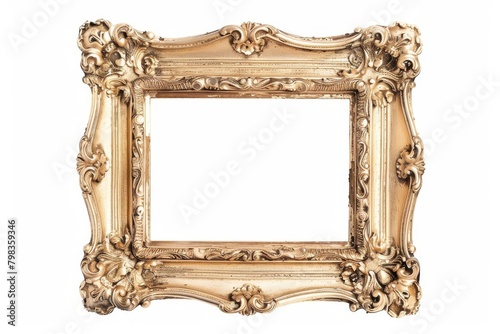 ornate old gold picture frame isolated on white antique decor photo photo