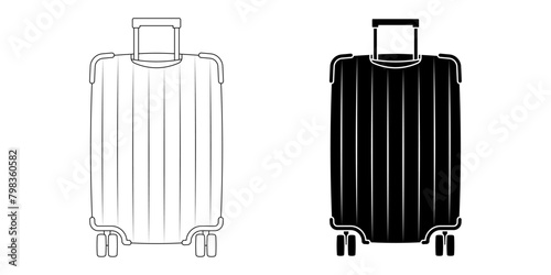 outline silhouette travel bag icon set isolated on white background