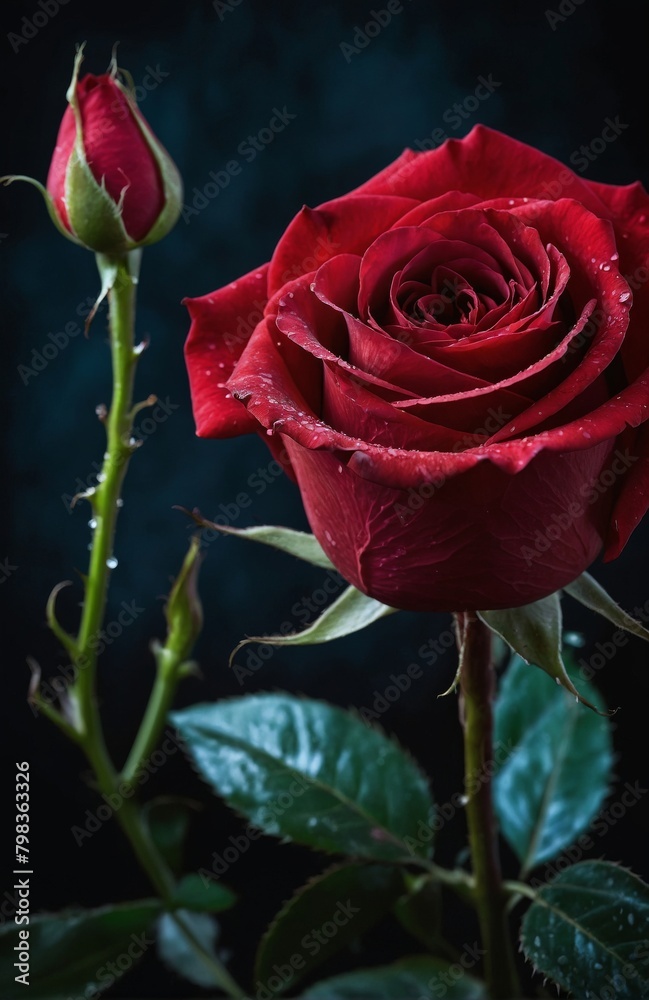 Red rose symbolizing love on a black background Red rose symbolizing love on a black background