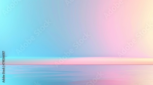 gradient blank background, cian to light blue, 3d english letter at the bottom, reflection, minimal photo