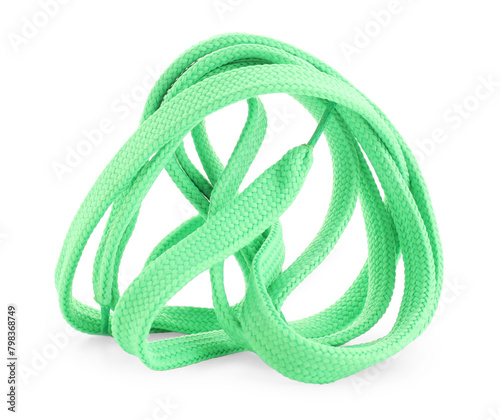 Stylish green shoe laces isolated on white