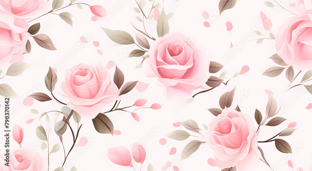 Roses and leaves pattern