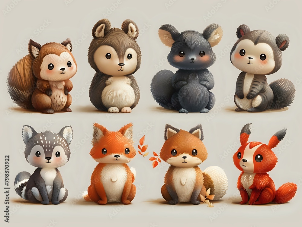 Obraz premium Playful and Friendly Animal Characters in Modern Vector Art
