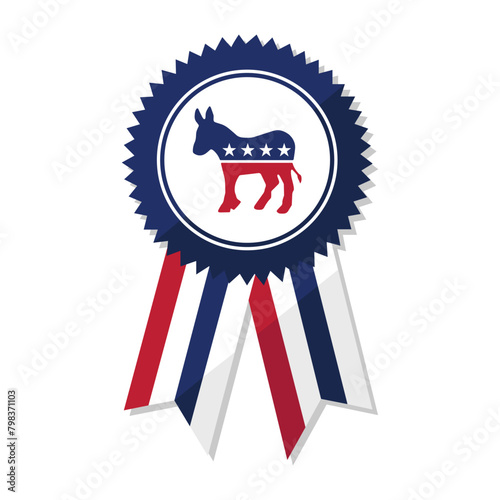 Democratic Party Badge vector illustration on white background
