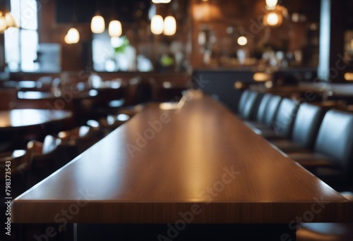 Bar restaurant interior cafe top Blurred Table background