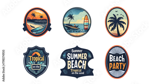 set of summer beach logo vector designs