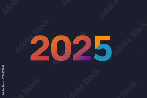 Numbers 2025 new year concept. Backdrop with selective focus and copy space