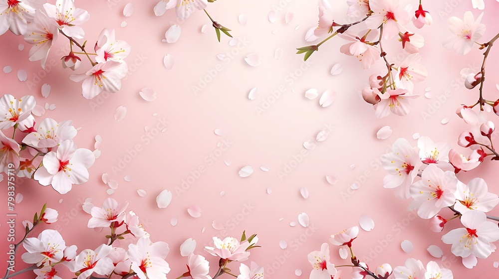 Sakura Flower on Light Pink Background: Suitable for Plants and Flowers Theme and Be Used as a Background (Print, Graphic Design and Web Design).