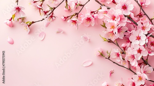 Sakura Flower on Light Pink Background  Suitable for Plants and Flowers Theme and Be Used as a Background  Print  Graphic Design and Web Design .