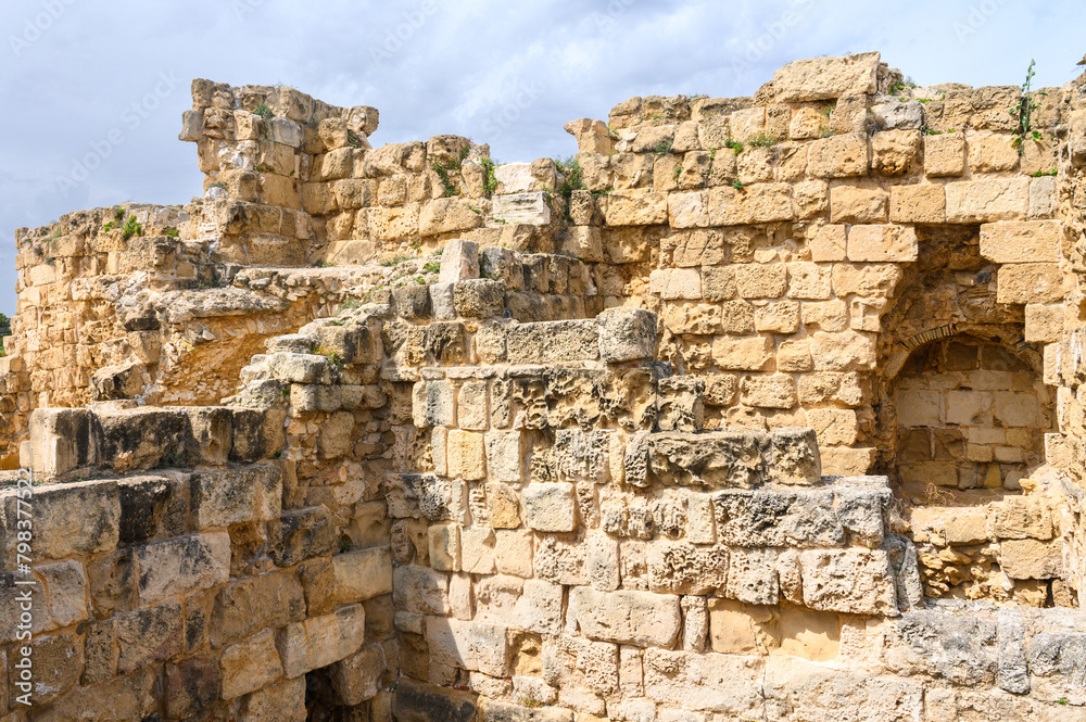 Panoramic view of the gymnasium at the ancient Roman city of Salamis near Famagusta, Northern Cyprus 1