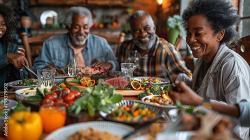 Family gathering around a heart-healthy meal  showcasing intergenerational wellness