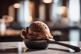 'chocolate ice cream scoop utensil still life dessert sweet food cold favor glac? delicious background'