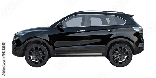 black SUV car isolated on a transparent or a white background, cut out, PNG photo