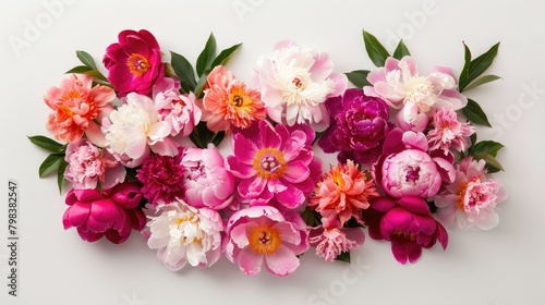 Celebrate Mother s Day with a stunning bouquet of vibrant peonies elegantly displayed against a crisp white backdrop in a top down view