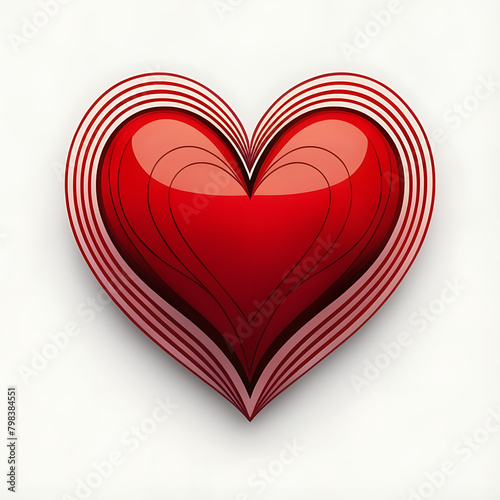 Layered Red Heart Design with Abstract Lines