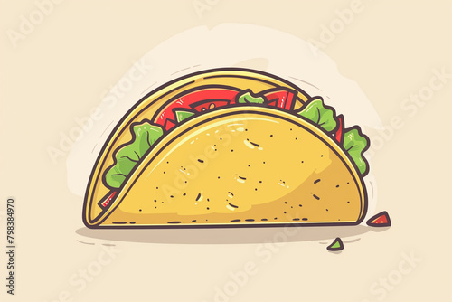 Illustration Mexican taco, Generative Ai