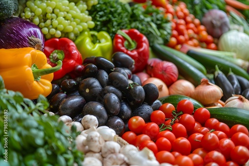 an assortment of fresh vegetables  showcasing a variety of textures and colors from lush greens to deep purples  indicating a healthy and nutritious selection of produce