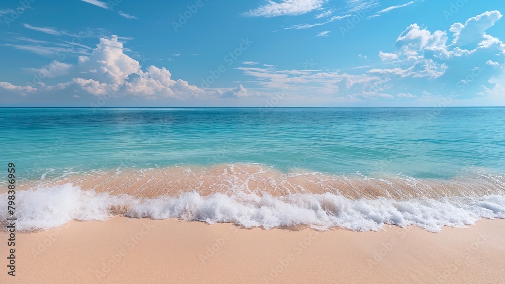 Waves and blue sea on a clear day background.