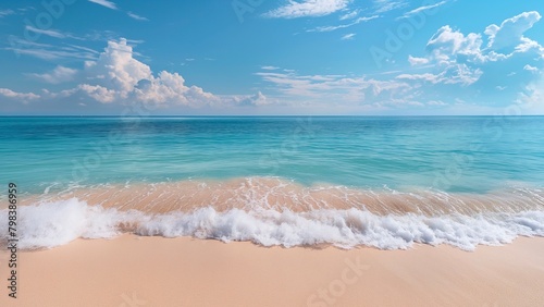 Waves and blue sea on a clear day background. © PJang