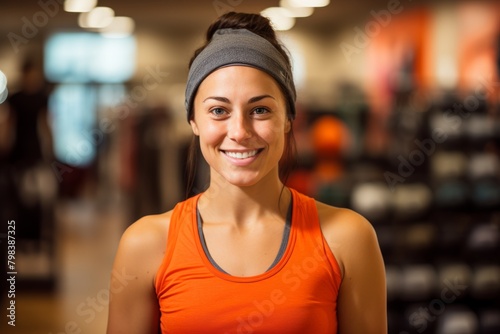 A Smiling Fitness Enthusiast Standing Proudly in Front of a Well-Stocked Store Full of the Latest Exercise Equipment and Gear