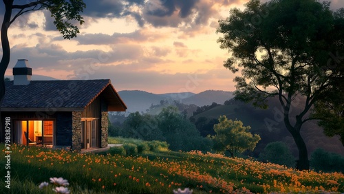 Vacation home in a countryside retreat with flowers and beautiful nature