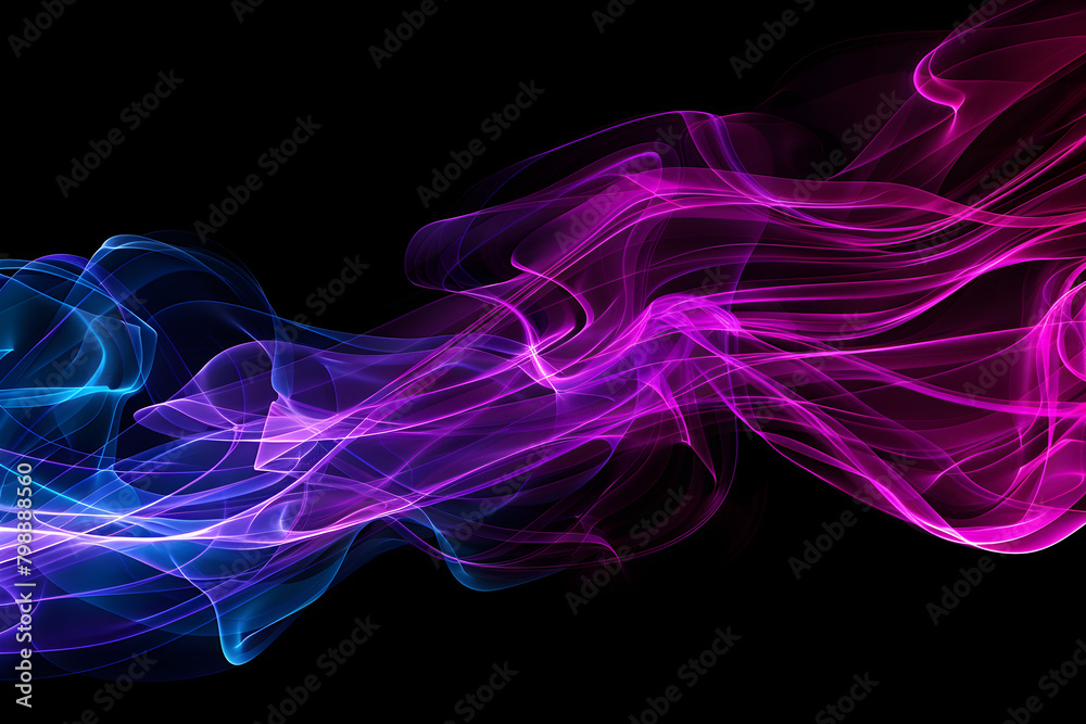 Luminous neon cyan and magenta fusion of lines and shapes. Exuding energy on a black canvas.