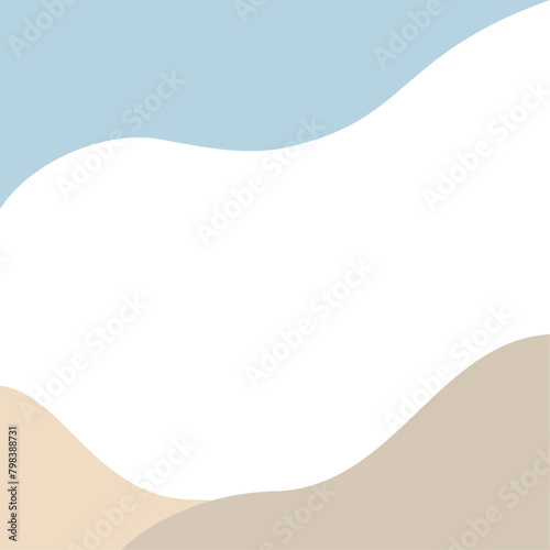 カードや背景などに使えるくすみ色がおしゃれな抽象的な曲線フレーム　アスペクト比1：1バージョン