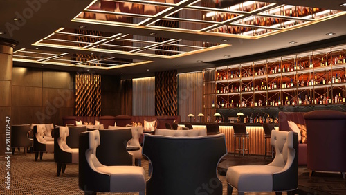オンラインミーティング用背景 テレビ会議背景用 ZOOM会議背景用 CG 夜 ホテル バー ラウンジ night LOUNGE CG video conferencing background