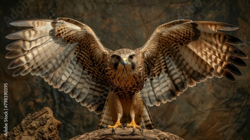 A hawk in flight with its wings fully spread.