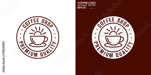 Vector design template of coffee logo combination with sunrise, morning, breakfast, relax, icon symbol EPS 10 