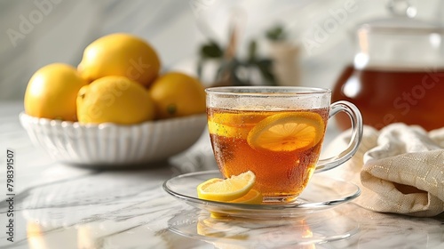 Slice oranges and make tea