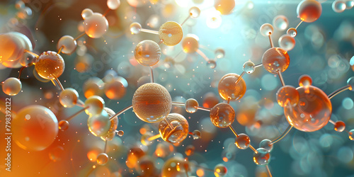 Close up of a Molecule of Orange Color with Blur background