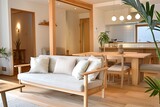 Light Wooden Furniture in Contemporary Living Space: Eco-Friendly Touch with Natural Decor
