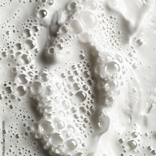 smooth creamy white shampoo with small amounts of foam zoomed in texture top view