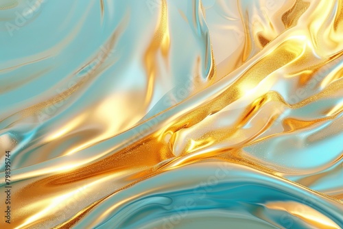 Vibrant Tranquility  Cool Blue Gradient Luxury Texture with Warm Golden Gleam